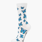 WOMENS BLUE BUTTERFLIES BAMBOO SOCK