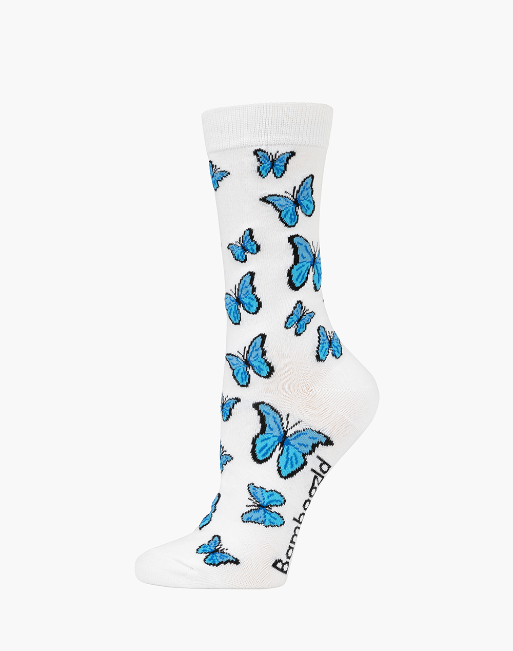 WOMENS BLUE BUTTERFLIES BAMBOO SOCK