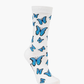 WOMENS BLUE BUTTERFLIES BAMBOO SOCK