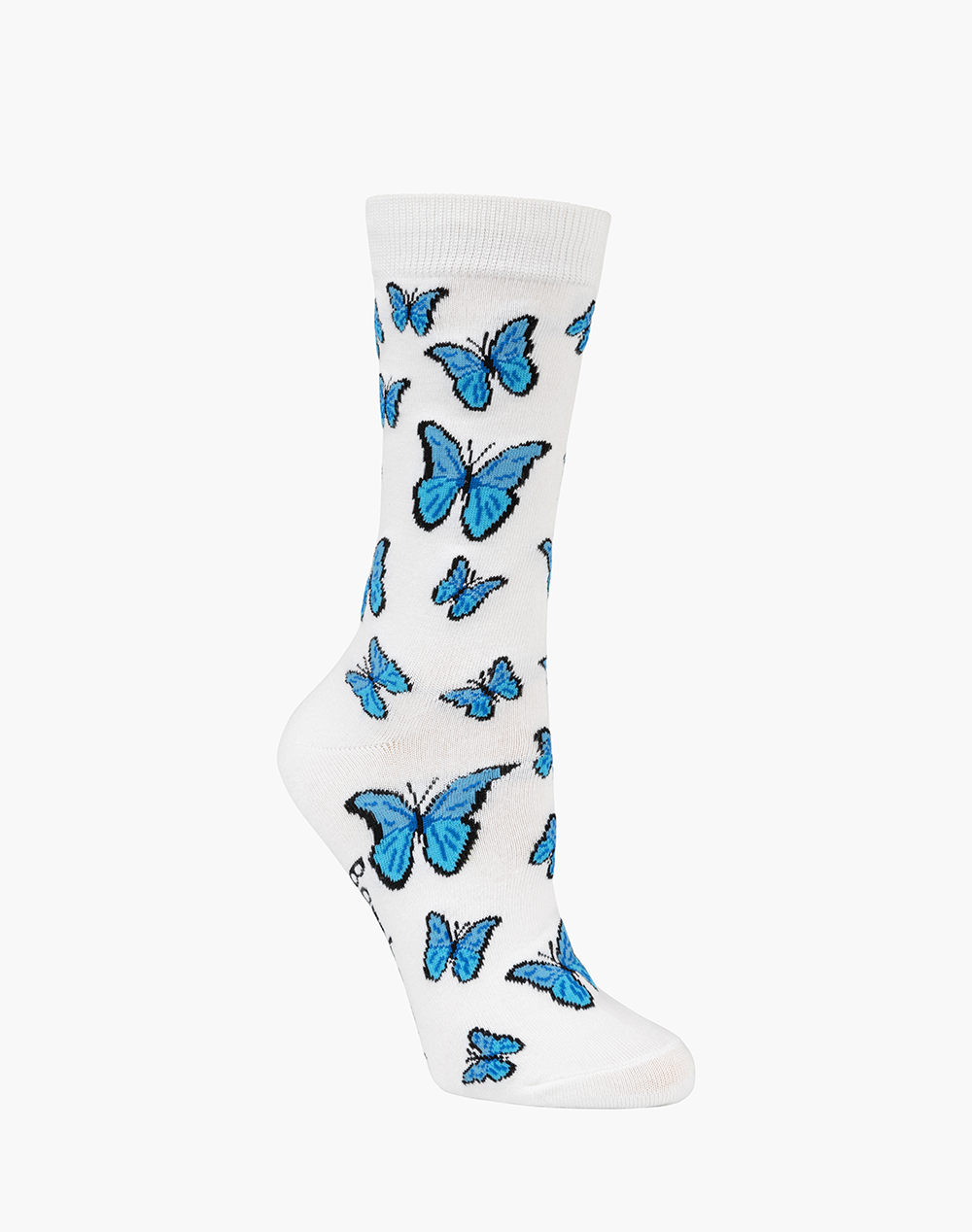 WOMENS BLUE BUTTERFLIES BAMBOO SOCK