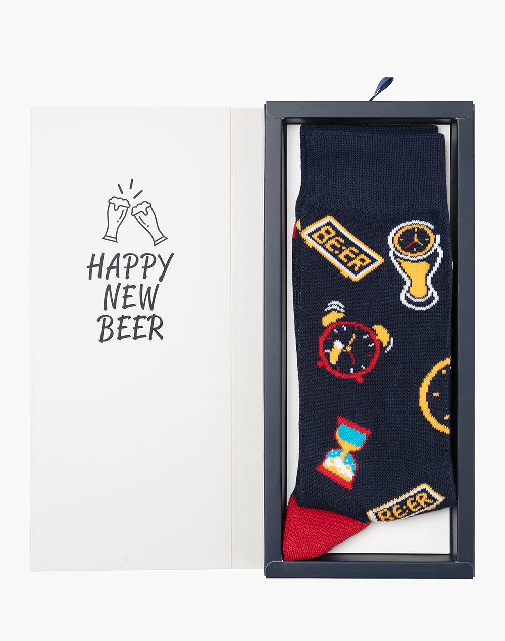 MENS HAPPY NEW BEER BAMBOO SOCK CARD