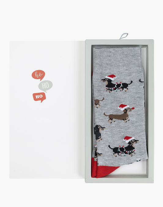 MENS CHRISTMAS HO HO HO DASH BAMBOO SOCK CARD