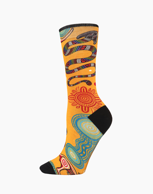 WOMENS NATIVE AUSTRALIAN RAINBOW SERPENT BAMBOO SOCK