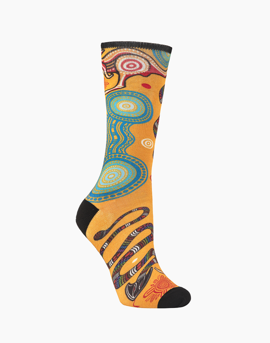 WOMENS NATIVE AUSTRALIAN RAINBOW SERPENT BAMBOO SOCK