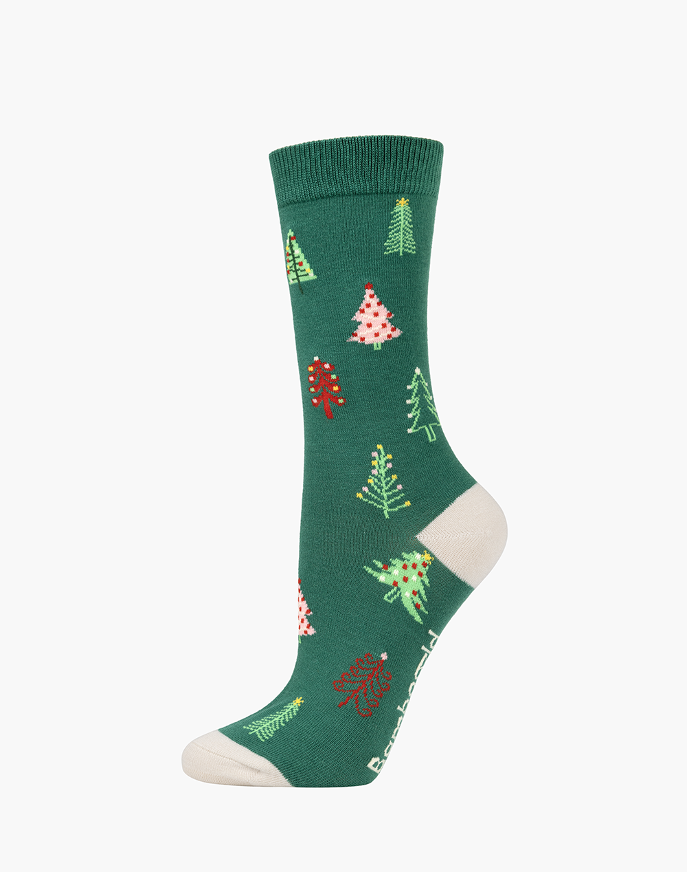 WOMENS HOLLY JOLLY TREES BAMBOO SOCK CARD