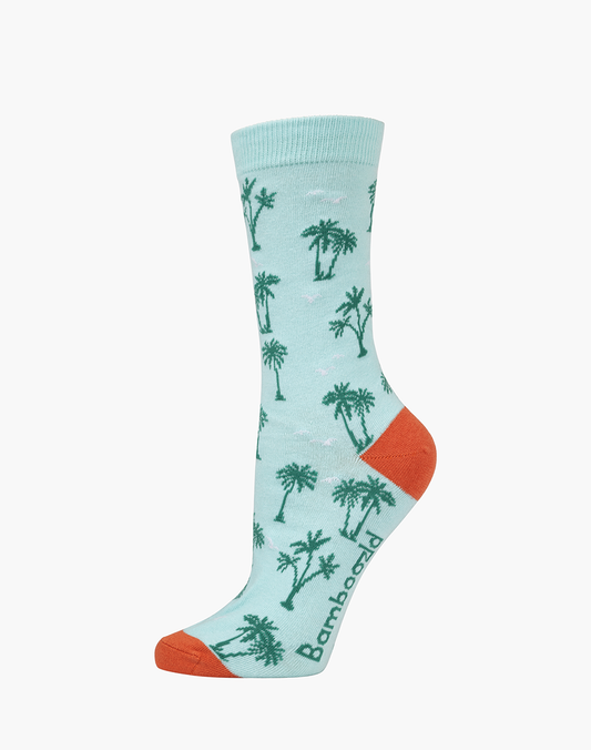 WOMENS PALM TREES BAMBOO SOCK