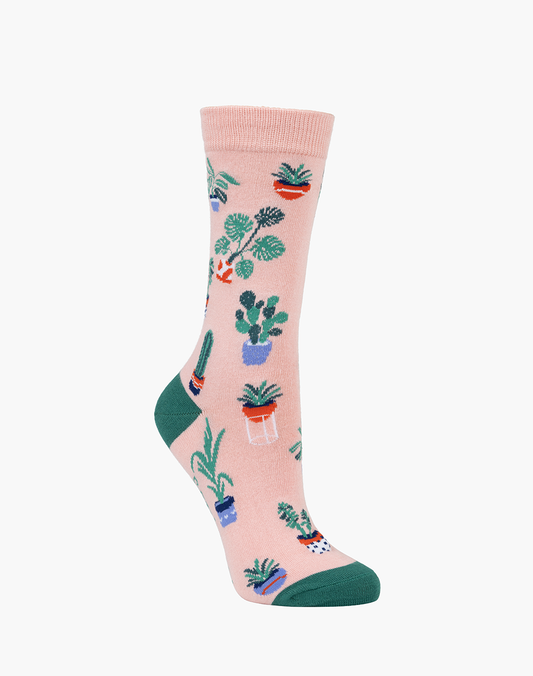 WOMENS POT PLANTS BAMBOO SOCK