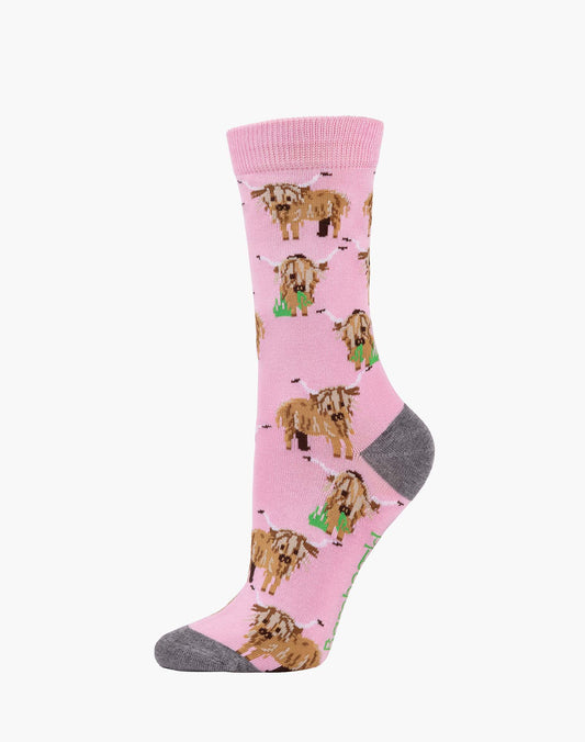 WOMENS HYLANDER COW BAMBOO SOCK