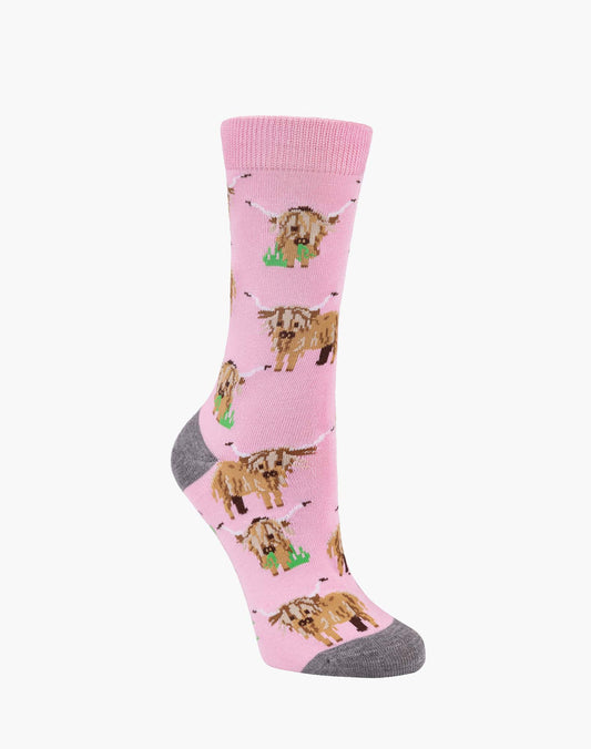 WOMENS HYLANDER COW BAMBOO SOCK