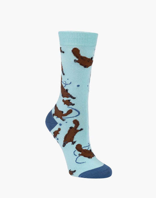 WOMENS PLATYPUS AND PUGGLE BAMBOO SOCK