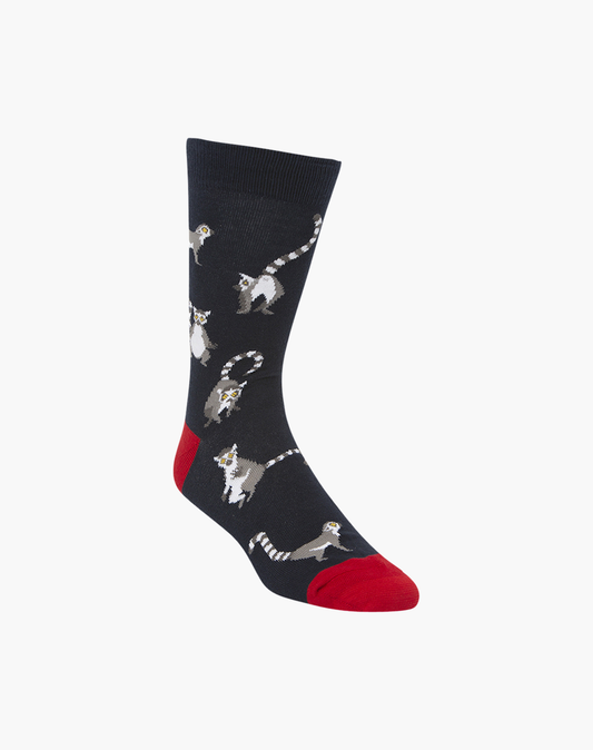 MENS RING TAILED LEMURS BAMBOO SOCK